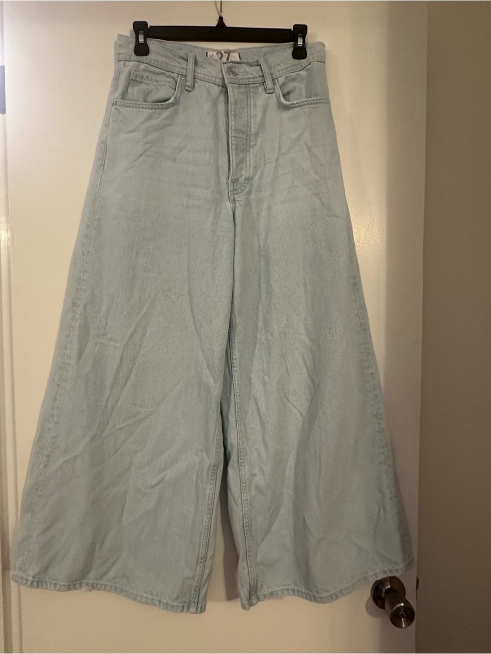 Free People Wide Leg Light Wash Button Fly Jean